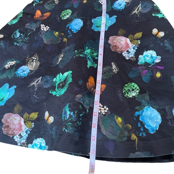 Club Monaco Aurelie Floral Fit And Flare Butterflies Dress Pockets Black Size 2 - Picture 10 of 10